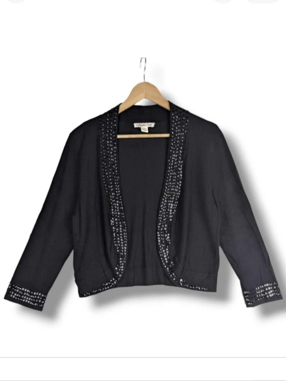 Coldwater Creek Sequined Cardigan Sweater Small Black‎ Semi-formal Sequins